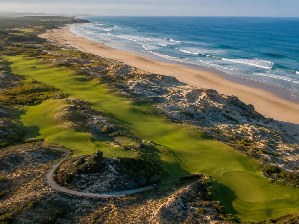 central-portugal-golf-with-space-obidos-coast A spacious Central Portugal golf landscape, where coastal fairways, wide Atlantic beaches, and the easy rhythm of places like Óbidos create a quieter, more local-feeling golf escape.